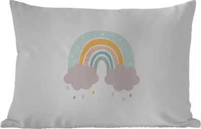 Produktbild von MuchoWow® Outdoor Kissen - Regenbogen - Wolken - Regen - Kinder - Pastell - 60x40 cm - Wetterfest - Lounge Kissen - Zierkissen - Kissen für Innenräume