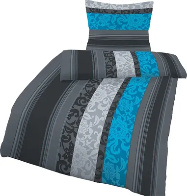 A bedding set, including a duvet cover and a pillowcase, displayed on a white background.