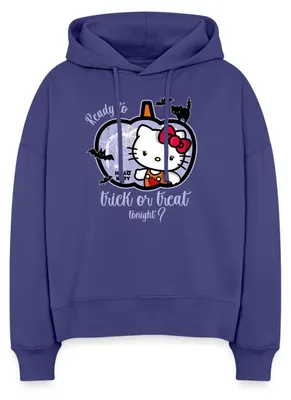 Produktbild von Spreadshirt Hello Kitty Halloween Süß Oder Saurer Frauen Boxy Organic Hoodie, S, Dämmerung