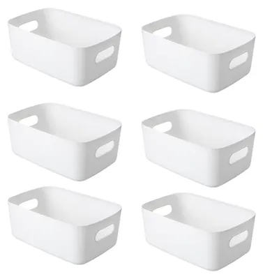 Aufbewahrungsboxen 6er-Set, 25x16,5x10 cm, Kunststoff, mit Griffen
