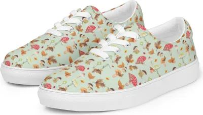 Produktbild von Mr. & Mrs. Panda Sneaker Damen Herbst Pilze Größe 40 1/2 - Grün - Geschenk, Halbschuhe, Pilz Muster, Schmetterlings, Turnschuhe, Canvas Schuhe, Wald, Sportschuhe