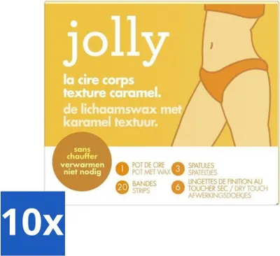 Imagen del producto de Jolly, cera para el cuerpo – Textura de caramelo – 20 tiras – Paquete económico – 10 unidades