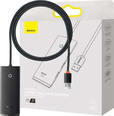 Obrázek produktu pro Baseus WKQX030101, USB 3.2 Gen 1 (3.1 Gen 1) Type-A, USB 3.2 Gen 1 (3.1 Gen 1) Type-A, 5000 Mbit/s, Černá, ABS (akrylonitril-butadien-styren), 1 m
