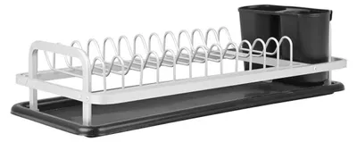 Zdjęcie produktu dla ESTIA | Ociekacz do naczyń - 19 x 40 x 12 cm - srebrny ociekacz do naczyń z tacą ociekową
