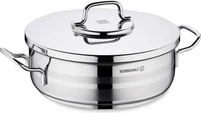 Obrázok produktu pre Korkmaz Astra2 Nízky kastról 26 x 8,5 cm - 4,5 l, nerezový hrniec s pokrievkou