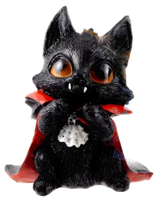 Produktbild von Niedliche Vampirkatze ";Catula"; mit Vampirumhang als Halloween Deko10cm