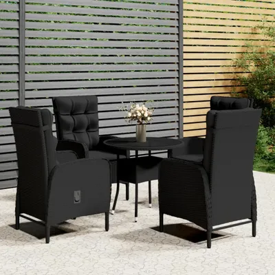 Produktbild von "2026 Promotion" 5-tlg. Garten-Bistro-Set - mit Tisch und Stühlen - Poly Rattan Schwarz - Gartenmöbelset CC3432