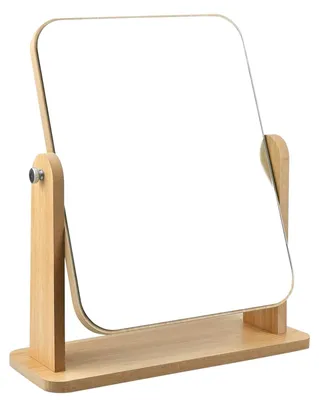 Holz-Make-up-Spiegel, 360° drehbar, 22x17 cm, Standspiegel