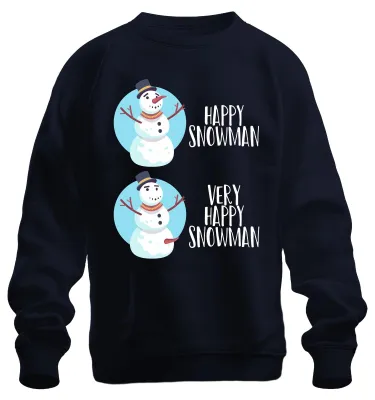 Immagine prodotto di Very Happy Snowman divertente pupazzo di neve - regalo di Natale Maglione di Natale unisex, Navy, M