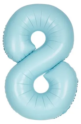Produktbild von XL Folienballon hellblau matt Zahl 8