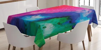 Zdjęcie produktu dla ABAKUHAUS Obrus Tie Dye, akwarelowy nadruk graficzny w kolorach akwarelowych z odcieniami cynobru, fioletu, błękitu i zieleni, 140 x 240 cm, wielokolorowy