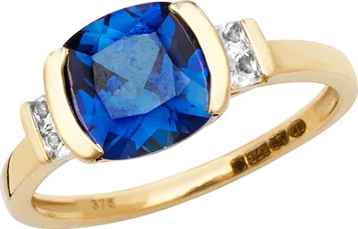 Produktbild von Edler 9 Karat (375) Gold Damen - Solitärring mit Saphir (synth.), 57 (18.1); TRS20576RSP