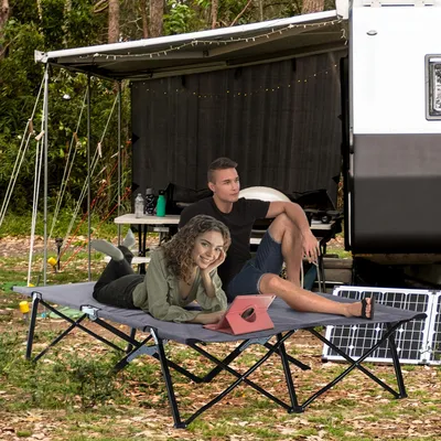 Immagine prodotto di Letto da campeggio pieghevole – Letto da campo portatile – Struttura in acciaio – Tessuto Oxford resistente alle intemperie – Dimensioni: 193x125x40 cm