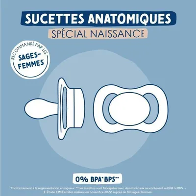 Image de Sucettes Anatomiques DODIE, 0-2 mois, Motif Pieuvre, Lot de 2