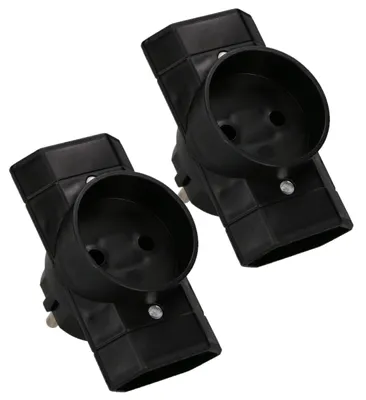 Image de KOTARBAU® Lot de 2 prises multiples Noir Triple prise de courant Mise à la terre Deux plates et une ronde
