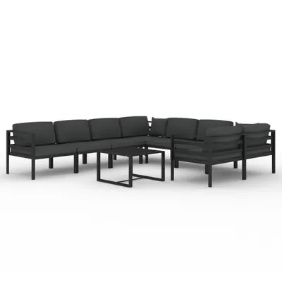 Produktbild von 9-tlg. Garten-Lounge-Set mit Kissen Aluminium Anthrazit