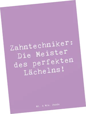 Produktbild von Mr. & Mrs. Panda Grußkarte Spruch Zahntechniker Lächeln - Lavendeltraum - Geschenk, Ansichtskarten, Dentaltechnik, Ansichtskarte, Berufspassion, Postkarten, Anerkennung