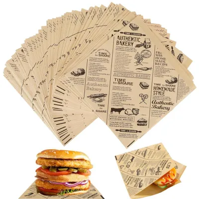 Burgerpapier 50 Stück ölbeständig 15x15 cm wasserabweisend