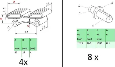 Produktbild von 10x Kappen Bett Lattenrost Endkappen Halter Bettkappen Gummi Reparatur DIY Neu(122_4x 120 + 8x Befestigungsbolzen)