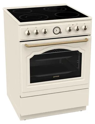 Produktbild von Gorenje GECS6B70CLI Elektroherd, Freistehender Herd, Beige, Drehregler, Edelstahl, Vorne oben, Metall