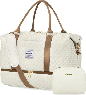 Image de LOVEVOOK Sac de voyage Femme Sac de sport avec compartiment à chaussures Compartiment humide imperméable Grand sac de gym
