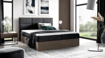 Produktbild von Kontinentales Bett 140x200 CHANTELLE 2 - dunkle Eiche / Graphit + GRATIS Matratzenauflage