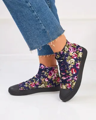Immagine prodotto di Royalfashion Sneakers alte blu navy da donna con fiori colorati Soxic, Größe 36