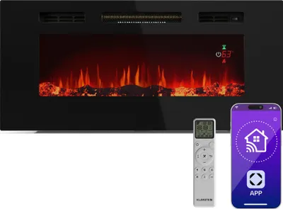 Image de Klarstein Galeras Smart Cheminée électrique Effet de flamme Murale - 1800 W, LED Réaliste, Contrôle par appli & Télécommande, Couleurs & Luminosité Réglables, Protection contre la surchauffe