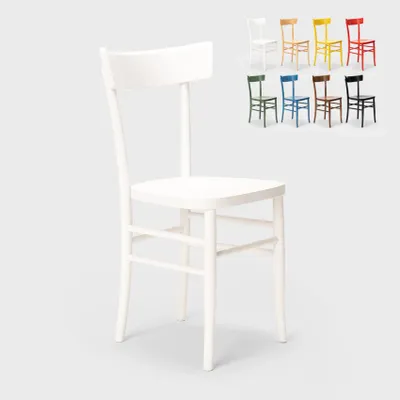 Produktbild von Klassischer Rustikaler Holzstuhl für Esszimmer Küchenbar Restaurant Milano - Weiß