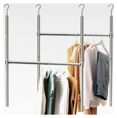 Produktbild von Verstellbare Kleiderstange, Chrom, 2 Stück