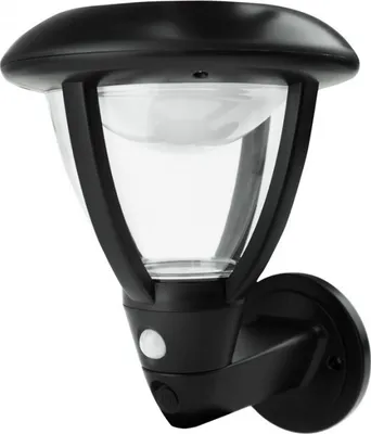 Image de Applique solaire LED avec détecteur de mouvement, noire, blanc neutre, 95 lm, plastique, dimensions : 19 x 14 x 15 cm, IP44, Ecolight