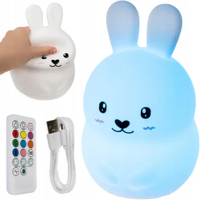 IZOXIS LED-Nachtlicht Hase mit Fernbedienung, 9 Farben und 10 Helligkeitsstufen