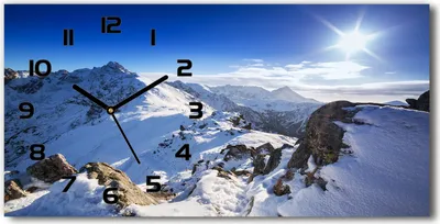 Produktbild von Wanduhr aus Glas – 60x30 cm - Glasbild - Glasuhr - Gehärtetes Glas - schwarze-zeiger - Tatra Gipfel