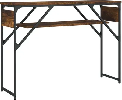 Image de vidaXL Table console avec étagère chêne fumé 105x30x75cm bois composite