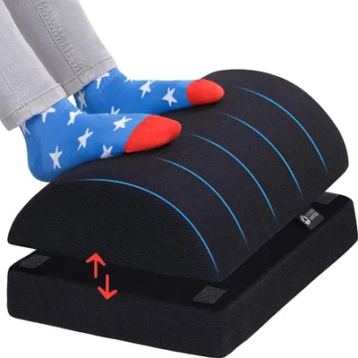Produktbild von Verstellbare Fußstütze unter dem Schreibtisch - Ergonomischer Memory-Schaum - 1 Stück - Schwarz