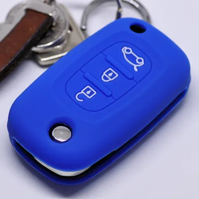 Produktbild von Auto Schlüssel Silikon Schutz Hülle Blau kompatibel mit Renault Twingo Clio Smart Forfour 3 Tasten Klappschlüssel