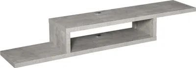 Image de HOMCOM Meuble TV mural flottant suspendu support TV - étagère murale flottante - niche, passe-fils - gris
