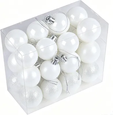 Image de Boules de Noël, 24 pièces, blanches, brillantes et mates, incassables, pour sapin de Noël