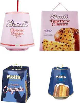 Produktbild von Testpaket Bauli e Motta Il Pandoro + Panettone weich pandoro mit Puderzucker 4x 700g
