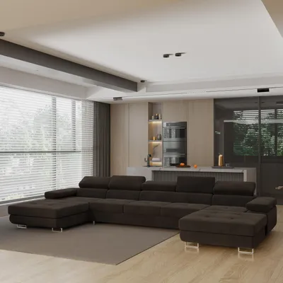 Produktbild von Masseno Ecksofa OMBRA mit Schlaffunktion U-Form, Sofa mit Bettkasten, Wohnzimmersofa, Couch, Soffa, Bettsofa, Couchgarnitur- Braun, MONOLITH 29