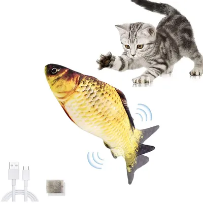 Elektrischer Plüschfisch mit Katzenminze für Katzen, 30 cm
