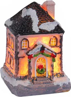 Produktbild von Weihnachten leuchtendes Haus Ornament romantische warme Beleuchtung Harz Handwerk kleine Desktop LED schneebedeckte Haus Dekoration Figur Statue Party Festival Geschenk A