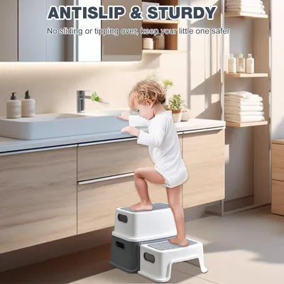 Immagine prodotto di Scalino per bambini, modello a due gradini, antiscivolo, adatto a bambini dai 3 ai 14 anni, ideale per il bagno