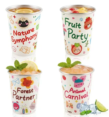 Immagine prodotto di Bicchieri per bambini da 350 ml, confezione da 4, in acciaio inossidabile, per la cucina