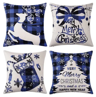 Imagen del producto de Omgoods - Juego de 4 fundas de cojín navideños, 45 x 45 cm