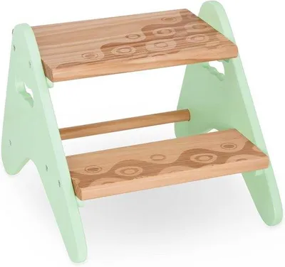 Produktbild von Stabiler Holzkinderhocker, 2-stufig, münzf., für Bad, Küche, ab 2 J.