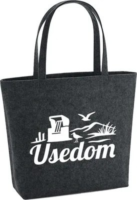 Produktbild von Huuraa Filzshopper Usedom Strandmotiv 22 Liter Charcoal Melange Filztasche Geschenkidee