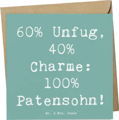 Produktbild von Mr. & Mrs. Panda Klappkarte Spruch Patensohn Charme - Meeresbrise - Geschenk, Grußkarte, Taufpate, Familienleben, Jubiläen, Glückwunschkarte, Dankeschön, doppelkarte