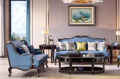 Produktbild von Klassische Chesterfield Couch 3+2 Sitzer Sofa Couchen Möbel Blaue Sofas Hotel