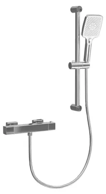 Produktbild von Duscharmatur Set Thermostat Wandmontage mit Brausegarnitur Chrom